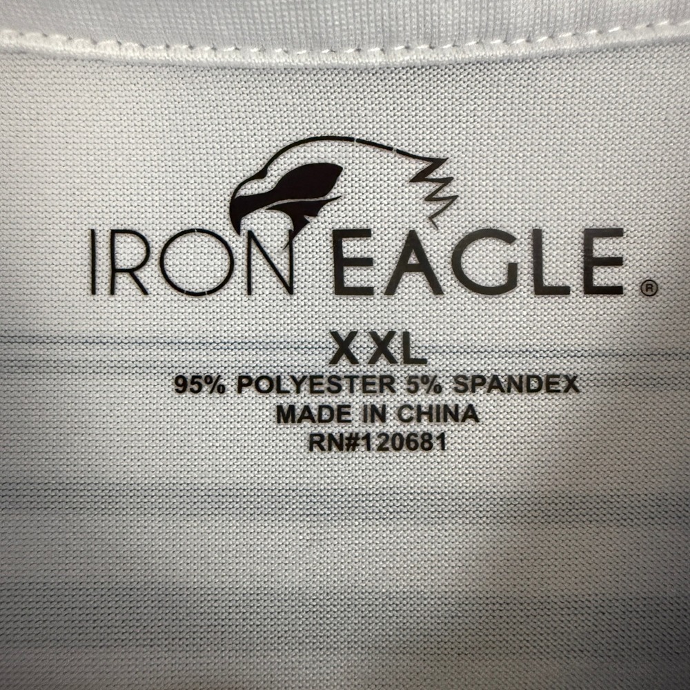 Iron Eagle Mens‎ XXL Golf Polo Shirt White Striped Short Sleeve Performance - Picture 5 of 8